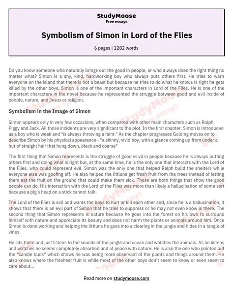 Simon Lord Of The Flies Symbolism