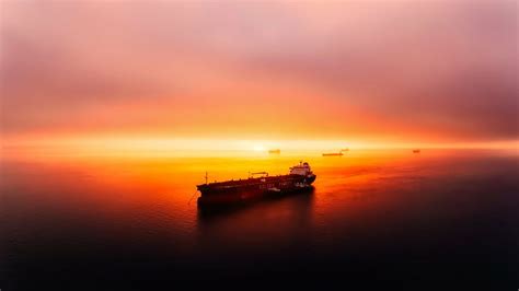 HD wallpaper: photography oil tanker sunset sea, nautical vessel, water ...