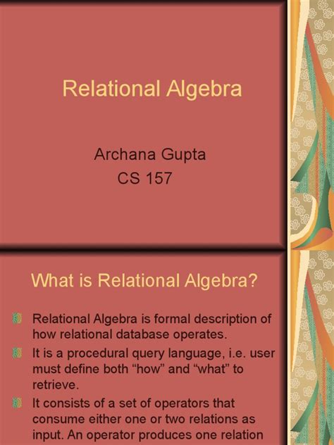 Relational_Algebra Examples Ppt | Relational Database | Data Management ...