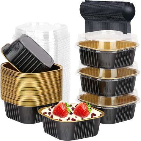 Free Shipping! 10oz Mini Cake Pans With Lids 40 Pack, Aluminum Foil ...