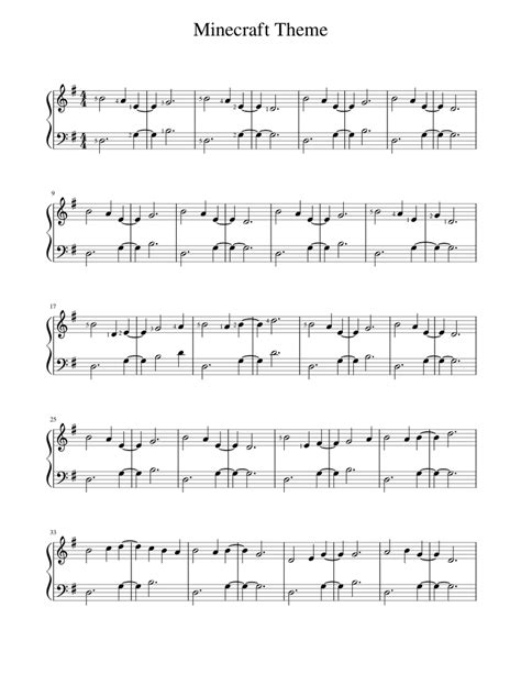 Minecraft Theme Sheet music for Piano (Solo) | Musescore.com