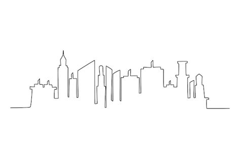 Premium Vector | Single one line drawing modern cityscape city skyline ...