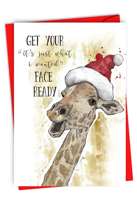 Funny Giraffe Christmas Greeting Card - Animal Humor for Kids, Parents ...