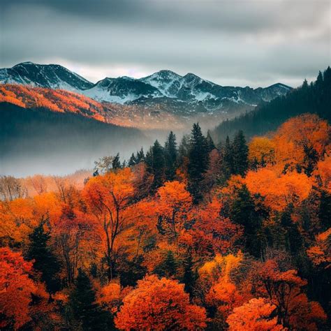 Premium Photo | Autumn forest in the mountains