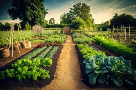 Premium Photo | Healthy growing vegetables garden in field with ...