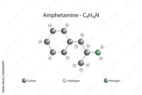 Molecular formula and chemical structure of amphetamine Stock Vector ...