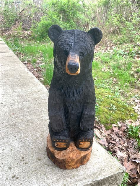 Bear Chainsaw Carving, Bear Wood Carving, Bear Sculpture, Black Bear ...