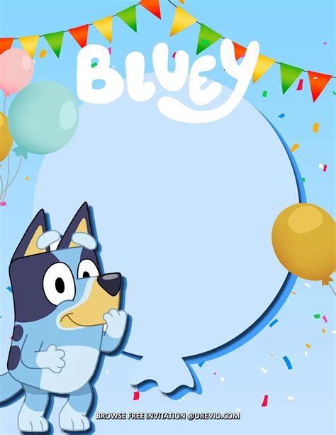 Template Printable Bluey Birthday Invitation