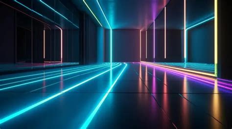 Neon Wallpapers Neon Corridor With Glowing Lines Background, 3d ...