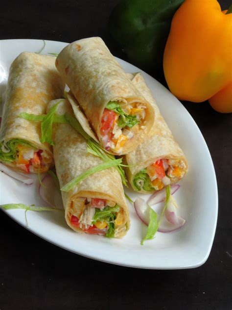 Priya's Versatile Recipes: Chicken Salad Wraps/Chicken & Salad Wraps