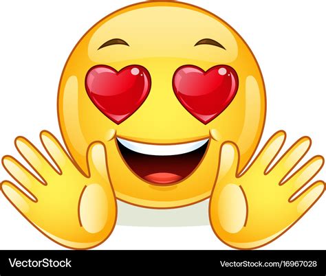 In love emoticon with open hands Royalty Free Vector Image