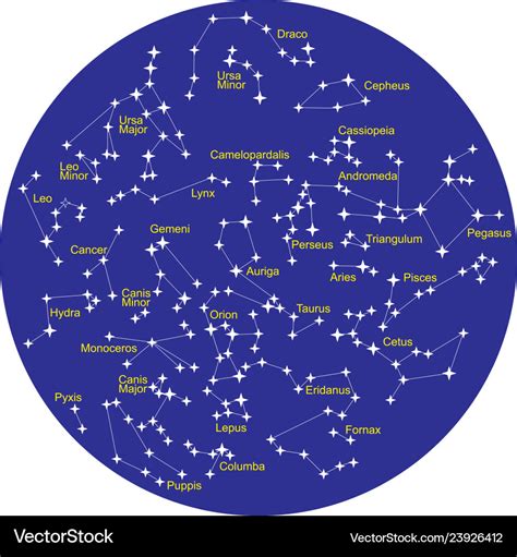 Constellations of northern hemisphere stars Vector Image