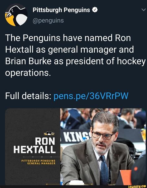 Pittsburgh Penguins @ @penguins The Penguins have named Ron Hextall as ...