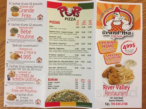 River Valley Restaurant menu in Kearns, Ontario, Canada