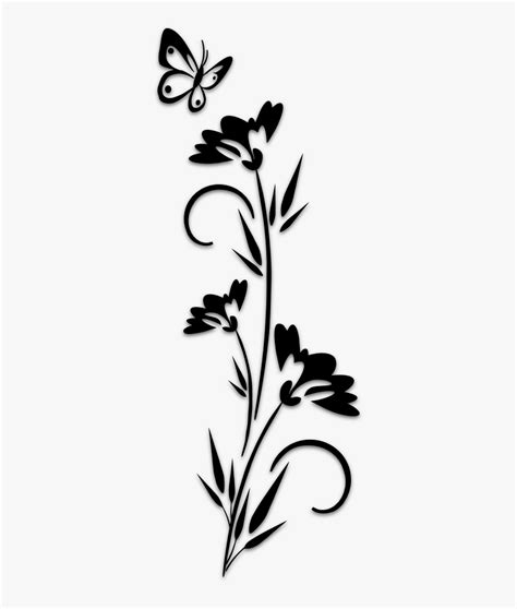 Butterflies And Flowers Stencil, HD Png Download , Transparent Png ...