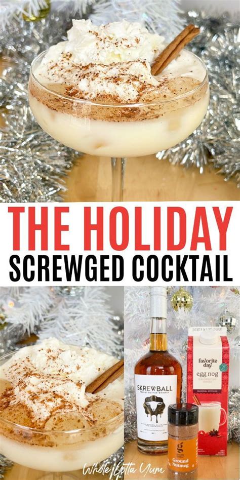 the holiday screwed cocktail is served in a glass bowl with cinnamon ...