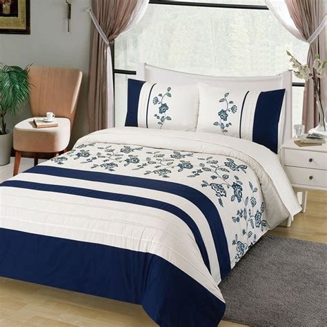 Navy Blue And White Queen Bedding – Hanaposy