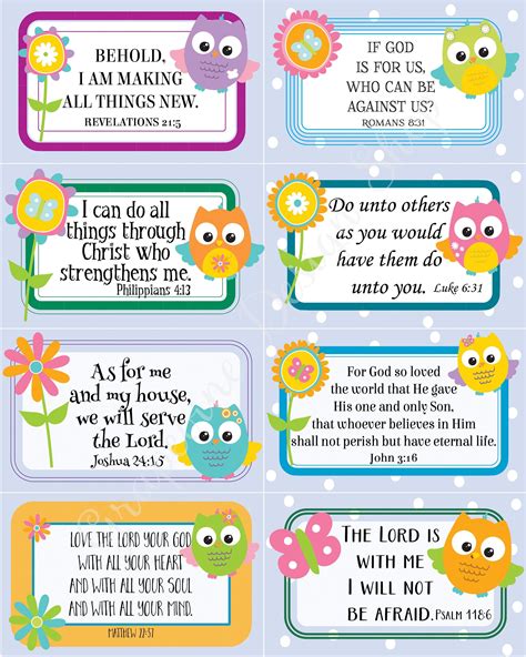 Scripture Memory Cards for Kids. 24 Bible Verse Cards for Children ...