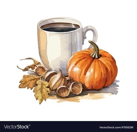 Autumn coffee clipart isolated Royalty Free Vector Image