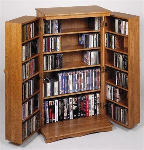 Solid Hardwood Mission Style CD/DVD Storage Cabinet Oak