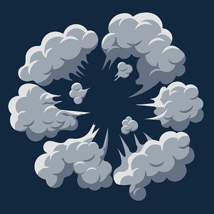 Smoke Cloud Explosion Dust Puff Cartoon Frame Vector Stock Illustration ...