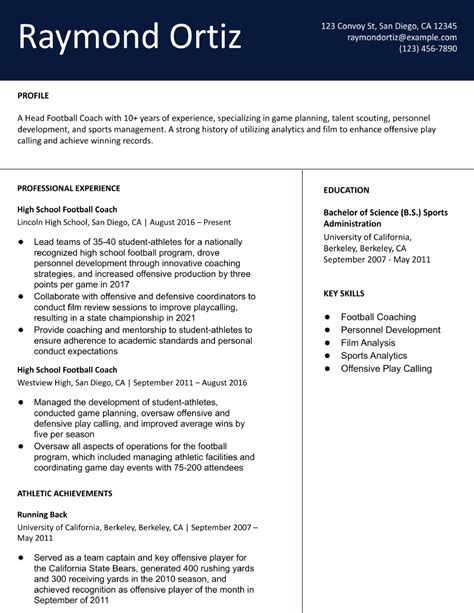 High School Football Coach Resume Examples and Templates for 2024 ...