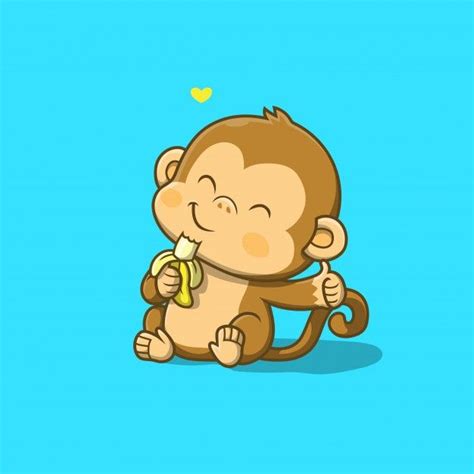 Cute Monkey Eating Banana Illustration | Cute dog drawing, Cute baby ...