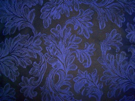 Navy Blue Damask Upholstery Fabric 1.75 yds