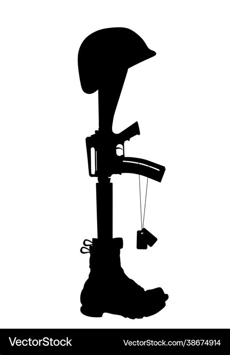 Fallen soldier symbol silhouette Royalty Free Vector Image