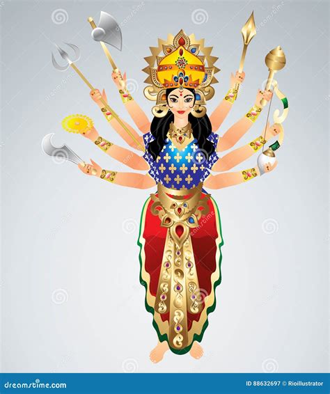 Goddess Durga Animated Vector Stock Vector - Illustration of india ...