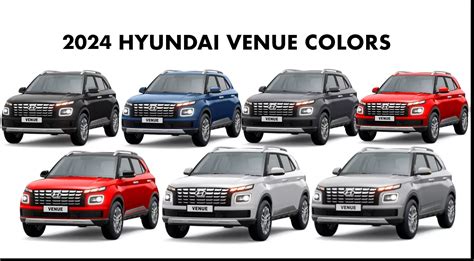 2024 Hyundai Venue Colors: Black, Red, Blue, White, Silver, Grey - GaadiKey