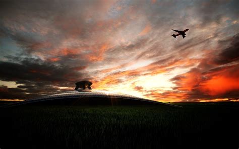 airplane, Sunset, Clouds, Passenger aircraft Wallpapers HD / Desktop ...