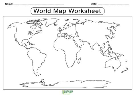 Free Printable World Map Worksheets