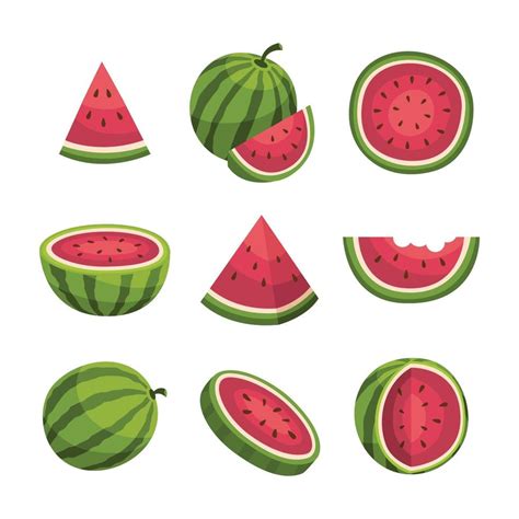 Set of Watermelon Slice 2411992 Vector Art at Vecteezy