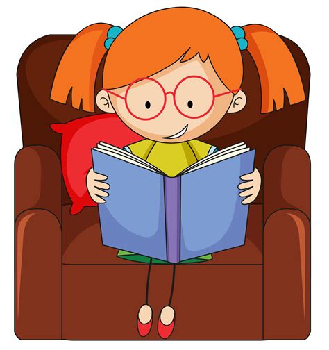 Doodle girl reading book 519251 Vector Art at Vecteezy