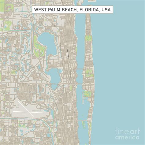 West Palm Beach Florida US City Street Map Digital Art by Frank ...