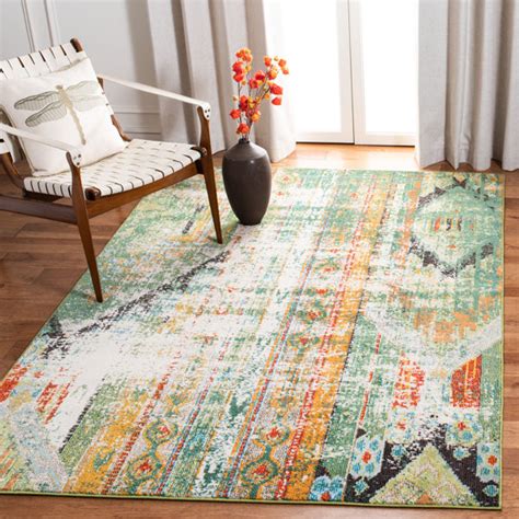 Bungalow Rose Kaka Oriental Green/Orange Area Rug & Reviews | Wayfair