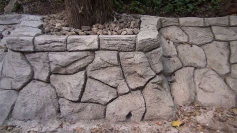 fort worth dallas retaining wall artificial rock carved - YouTube