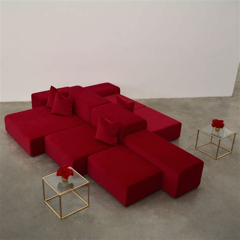 lounge modular red velvet | Sofas product in New York | Furniture ...