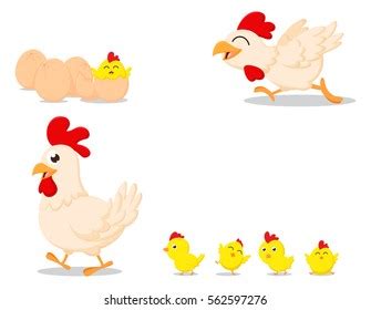 Happy Cartoon Chicken Family Stock Vector (Royalty Free) 562597276 ...