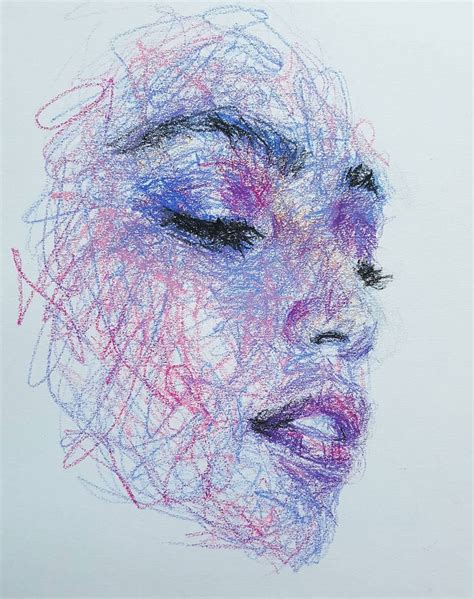 This Self-Taught Artist Draws Female Portraits Entirely By Scribbling ...