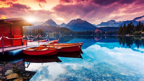 3840x2160, Lake Boat Beautiful Scenery 4k Ultra Hd - Peaceful Mountain ...