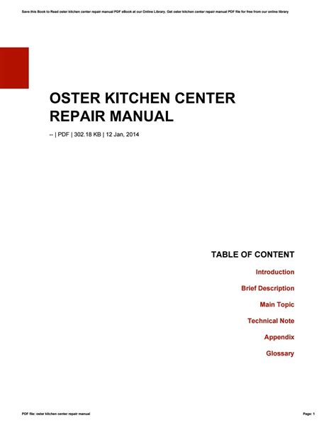 Oster kitchen center repair manual by WilliamCrawford1501 - Issuu