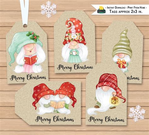 Gnomes Christmas Tags Printable Gift Tags Instant Download | Etsy