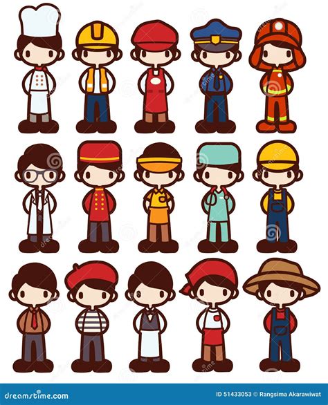 Character Cartoon in Various Job Stock Illustration - Illustration of ...