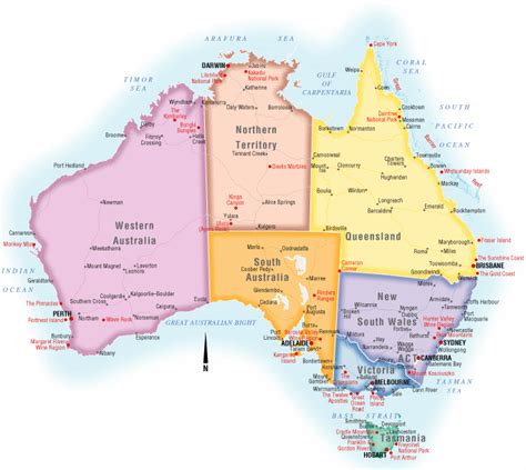 Australia Political Map Pictures | Map of Australia Region Political