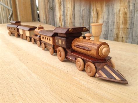 Wooden Toy Train with Locomotive Steam Engine 5 pc.Set | Etsy