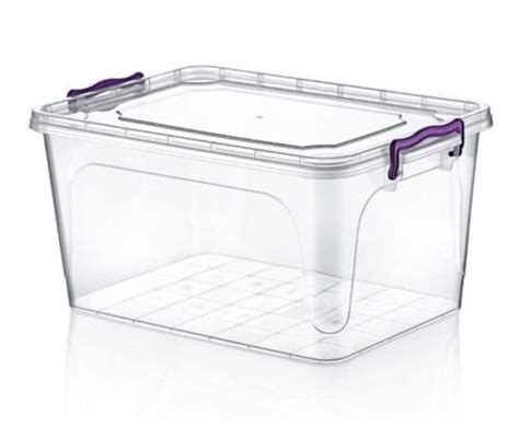 Buy 2 x Large 25 Litre Heavy Duty Clear Plastic Storage Boxes Stackable ...