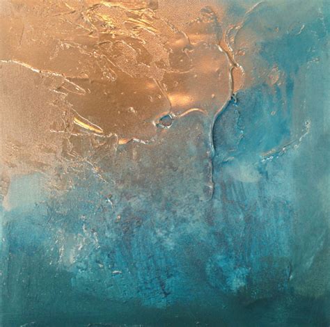 Contemporary canvas art | Canvas artwork: 'Teal/Gold Abstract'