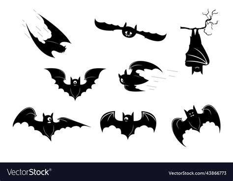 Halloween bats in black style Royalty Free Vector Image